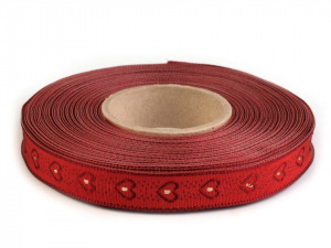 Vánoční stuha srdce s drátem šíře 15 mm