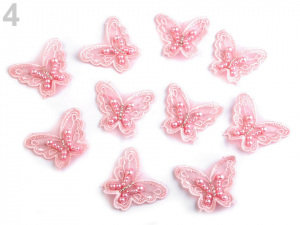 Textilní aplikace / nášivka motýl s perlami