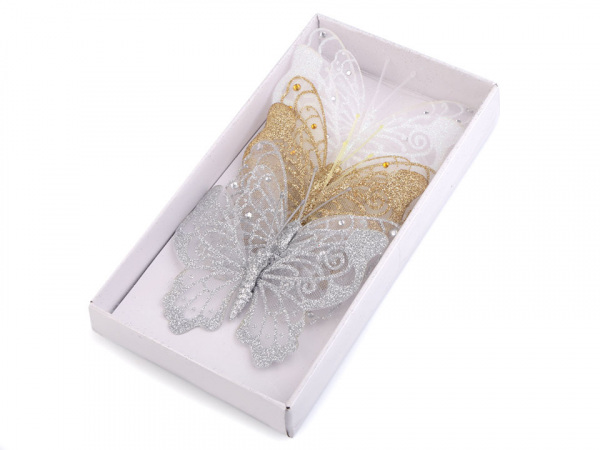 Motýl na drátku s glitry