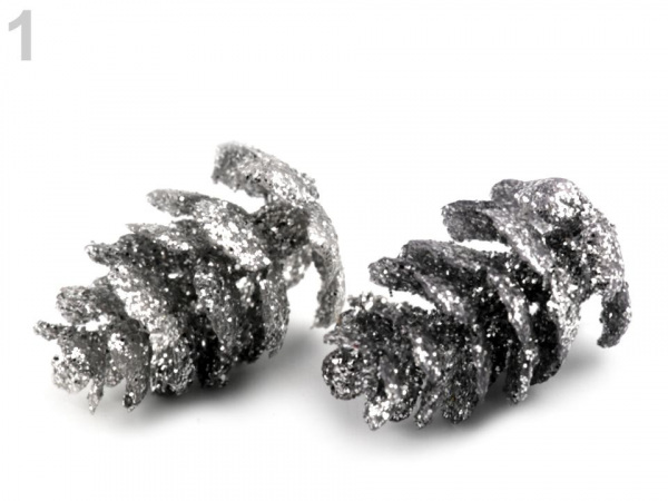 Umělé šišky k aranžování s glitry