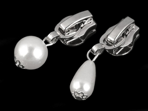 Jezdec ke spirálovým zipům 6 mm s perlou