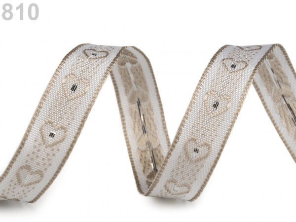 Vánoční stuha srdce s drátem šíře 15 mm