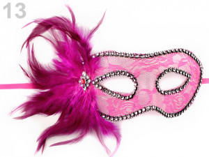 Karnevalová maska - škraboška krajka s peřím