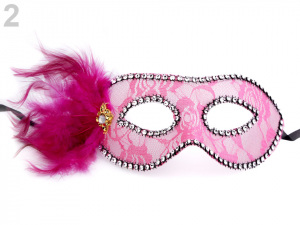 Karnevalová maska - škraboška krajka s peřím