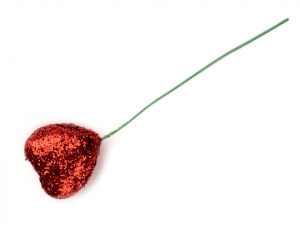 Srdce na drátku s glitry Ø19 mm