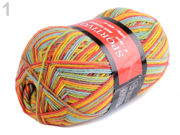 Ponožková pletací příze Sportivo samovzorovací 100 g