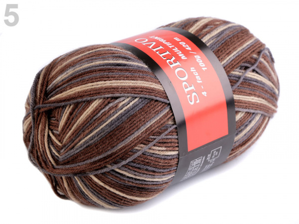 Ponožková pletací příze Sportivo samovzorovací 100 g