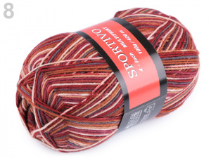 Ponožková pletací příze Sportivo samovzorovací 100 g