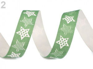 Vánoční bavlněná stuha hvězdy šíře 15 mm