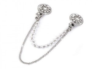 Spona dragoun s broušenými kamínky a perlami