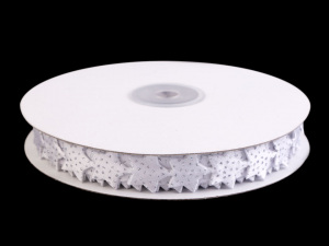 Saténový prýmek šíře 19 mm hvězda s glitry