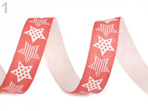 Vánoční bavlněná stuha hvězdy šíře 15 mm