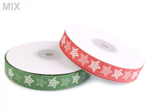 Vánoční bavlněná stuha hvězdy šíře 15 mm