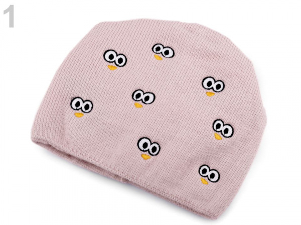 Dětská zimní čepice s výšivkou očí, svěšená