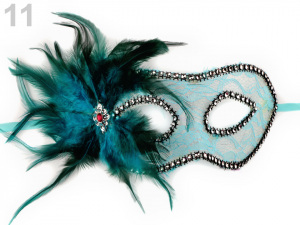 Karnevalová maska - škraboška krajka s peřím