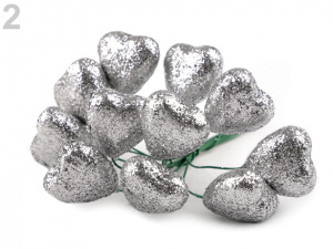 Srdce na drátku s glitry Ø19 mm