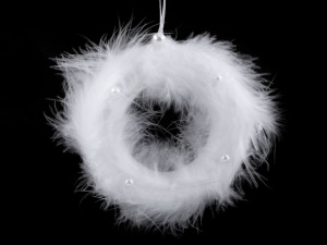 Vánoční peříčkový věneček s perlami Ø10 cm