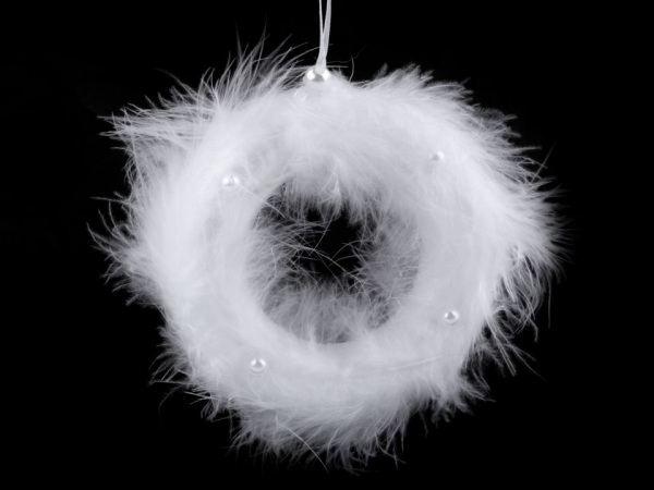 Vánoční peříčkový věneček s perlami Ø10 cm