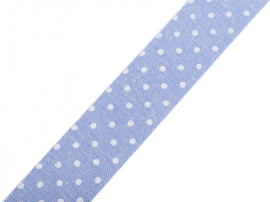 Bavlněná stuha s puntíky jeans šíře 25 mm