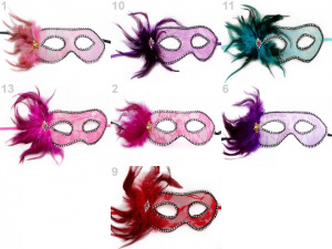 Karnevalová maska - škraboška krajka s peřím