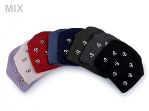 Dětská zimní čepice s výšivkou očí, svěšená