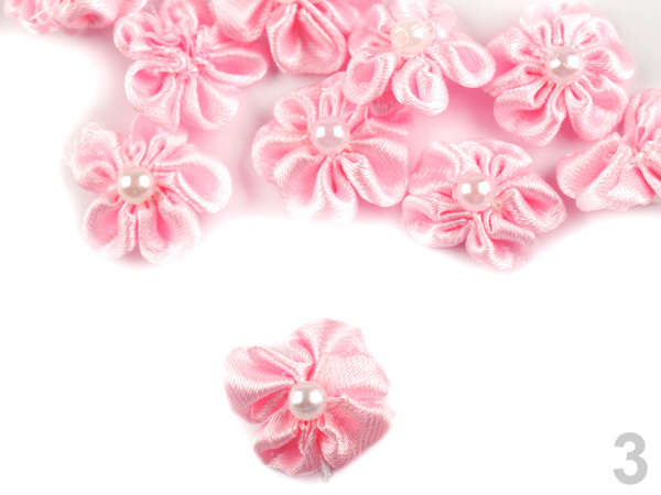 Saténový květ Ø25 mm s perlou