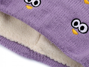 Dětská zimní čepice s výšivkou očí, svěšená