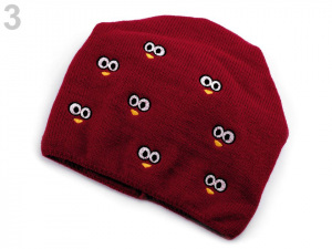 Dětská zimní čepice s výšivkou očí, svěšená
