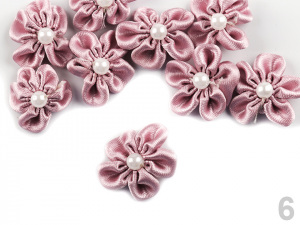 Saténový květ Ø25 mm s perlou