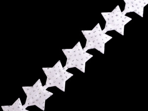 Saténový prýmek šíře 19 mm hvězda s glitry