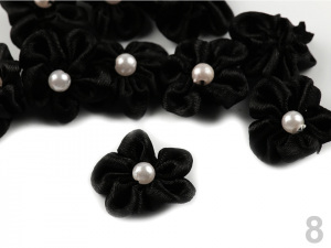 Saténový květ Ø25 mm s perlou