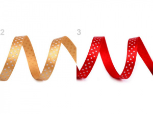 Saténová stuha s puntíky a glitry šíře 10 mm