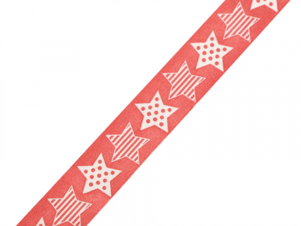 Vánoční bavlněná stuha hvězdy šíře 15 mm