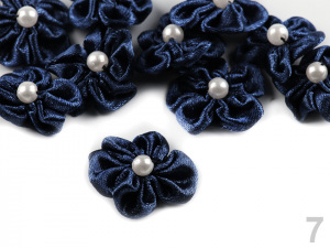 Saténový květ Ø25 mm s perlou