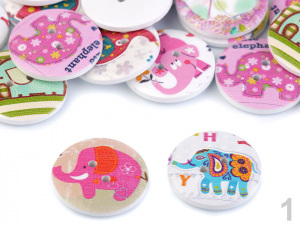 Dřevěný dekorační knoflík slon, ciferník, srdce