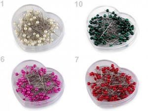 Špendlíky s plastovou hlavičkou délka 40 mm srdce