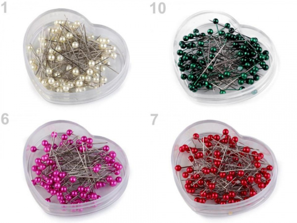 Špendlíky s plastovou hlavičkou délka 40 mm srdce