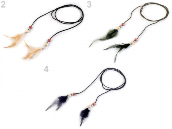 Náhrdelník choker / obojek s pírky