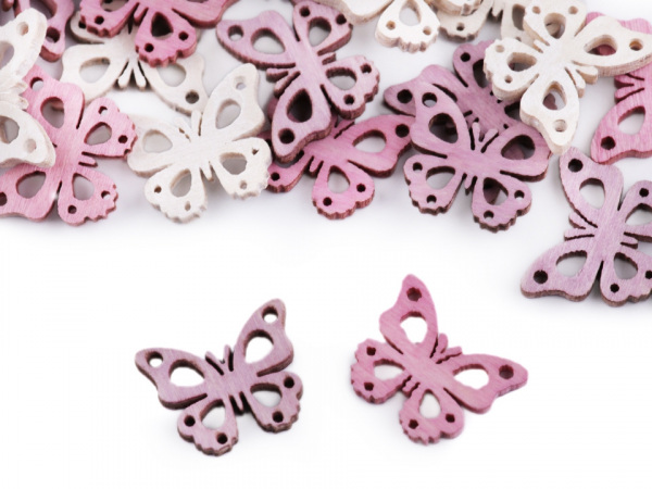 Dřevěný květ, ptáček, motýl menší k nalepení