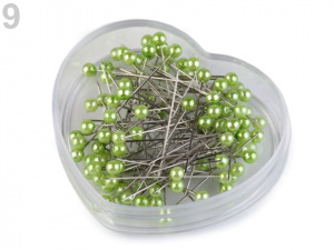 Špendlíky s plastovou hlavičkou délka 40 mm srdce