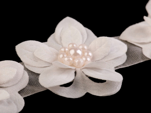 Monofilový květ 3D Ø50 mm s perlami