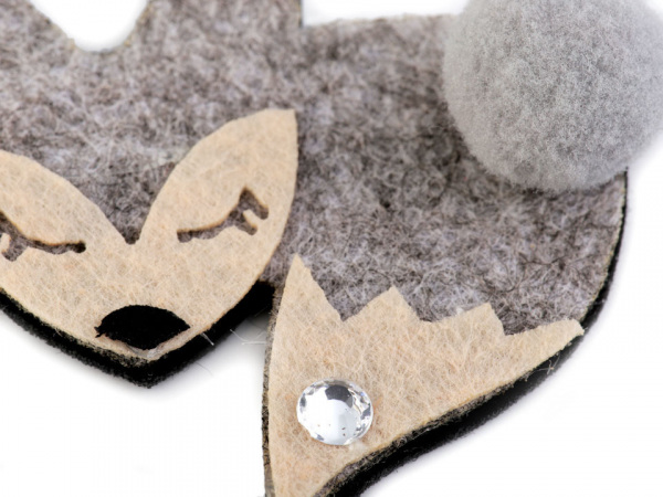 Textilní aplikace / nášivka liška s kamínkem