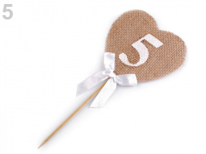 Zápich jutové srdce s čísly / k narozeninám