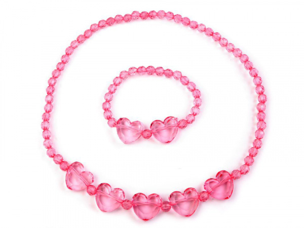 Dětská sada náhrdelník a náramek se srdíčky