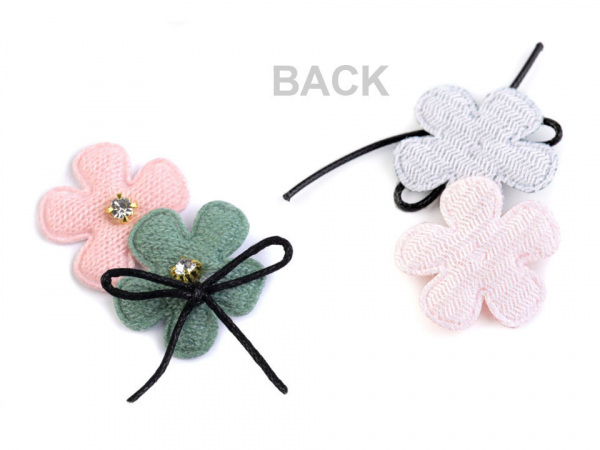 Textilní aplikace květy s kamínky