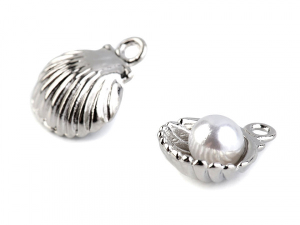 Přívěsek mušle s perlou 9x12 mm