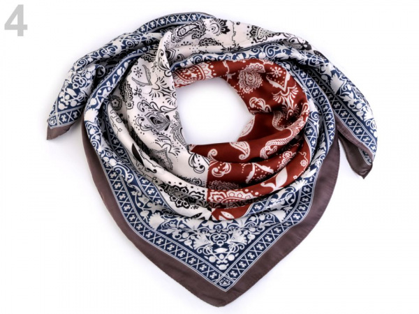 Hedvábný šátek paisley ornamenty 70x70 cm