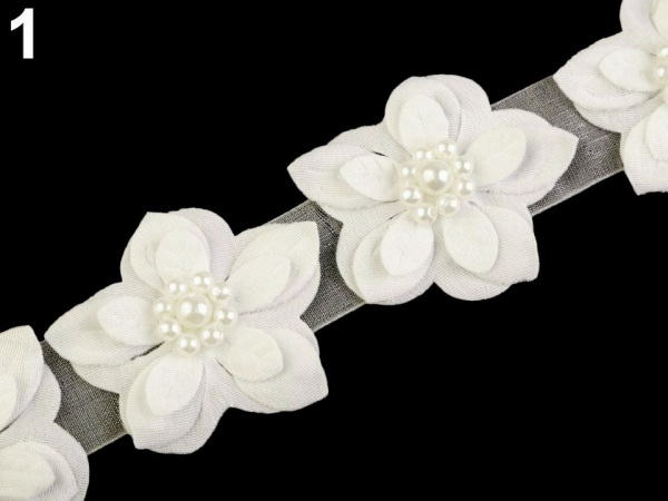 Monofilový květ 3D Ø50 mm s perlami