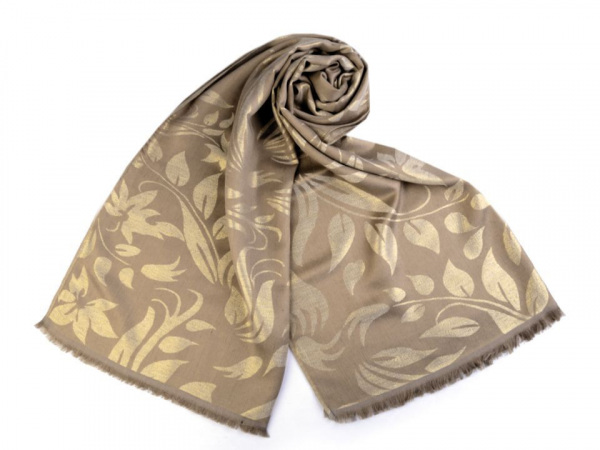 Šála s lurexem se vzorem listů 70x175 cm