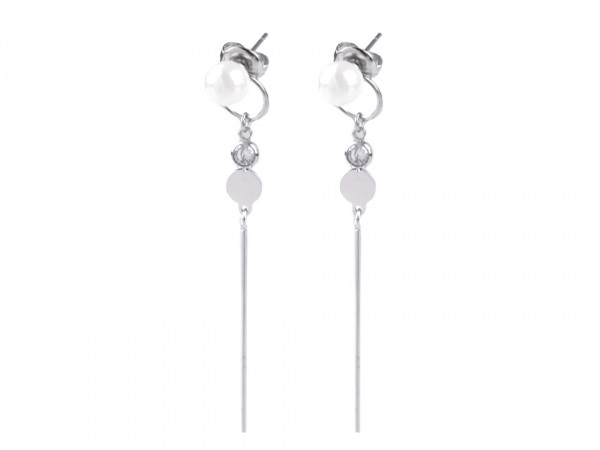 Náušnice z nerezové oceli s perlou a kamínkem